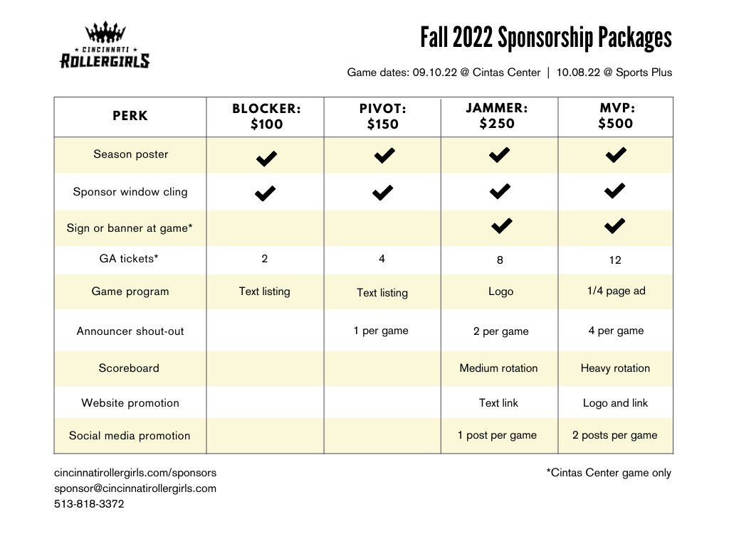 Fall 2022 Sponsorship Packages